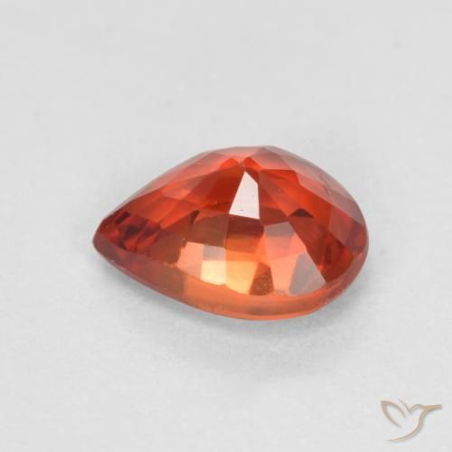 Safira vermelho médio Natural 0.42ct, Formato de pêra, VS