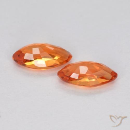 Pedras preciosas de Safira fogo laranja natural de 0.40 ct, Marquesa, VS