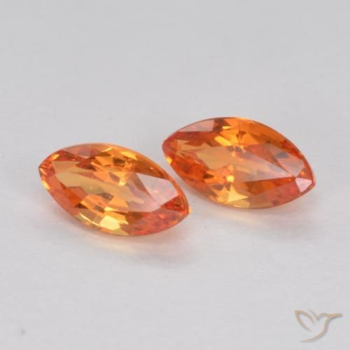 Pedras preciosas de Safira fogo laranja natural de 0.42 ct, Marquesa, VS