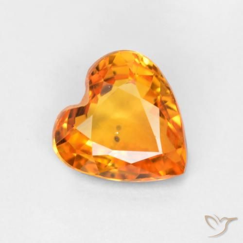 0.45ct Natural damasco laranja Safira, Coração, VS