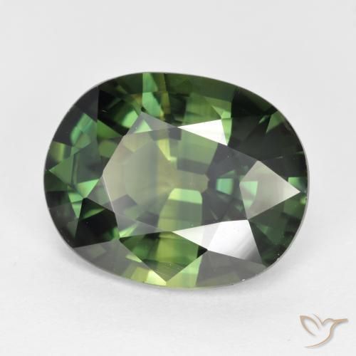 Safira Verde Terroso Natural 6.06ct, oval, VVS
