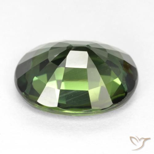 Safira Verde acastanhado Natural 6.03ct, oval, VVS-VS