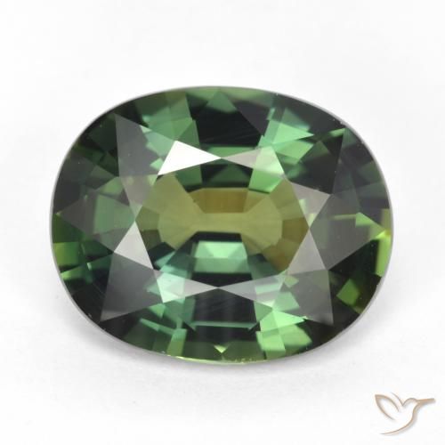 5.17ct Natural Verde acastanhado Safira, oval, VVS