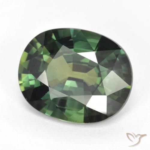 Safira Verde acastanhado Natural 5.17ct, oval, VVS