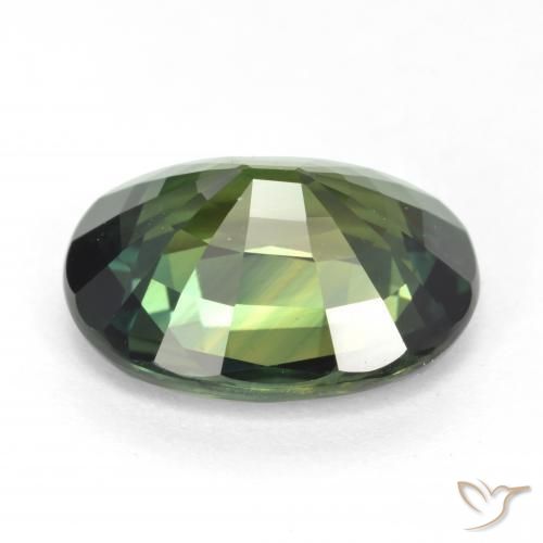 Safira Verde acastanhado Natural 5.17ct, oval, VVS