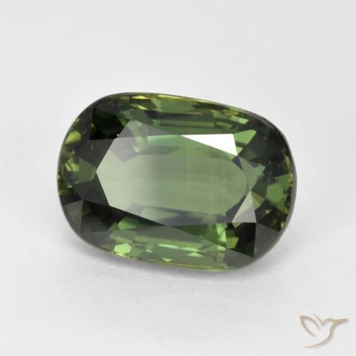 Safira Verde acastanhado Natural 4.05ct, oval, VVS