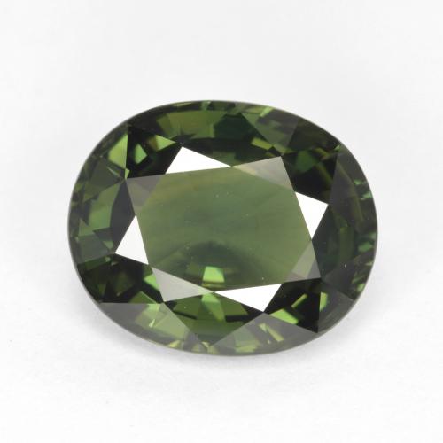 Safira verde quente Natural 4.12ct, Corte Oval, VVS