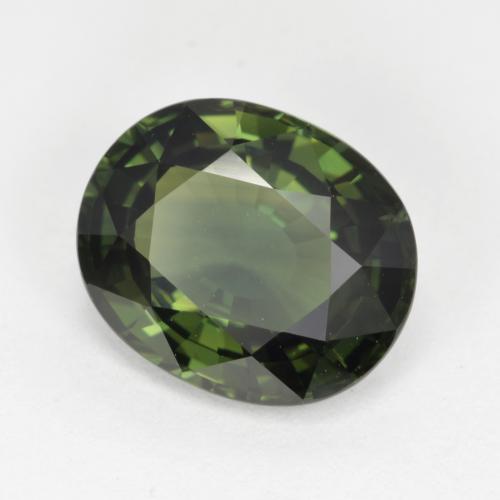 Safira verde quente Natural 4.12ct, Corte Oval, VVS