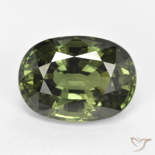 5.35ct Natural verde escuro Safira, oval, VVS