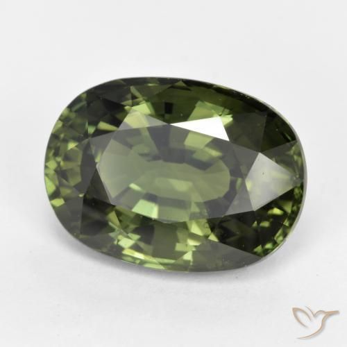 Safira verde escuro Natural 5.35ct, oval, VVS