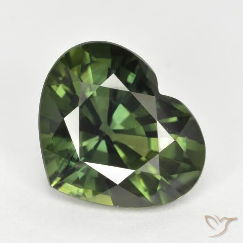 Safira verde solta de 5,3 quilates, coração de 11,7 x 9,7 mm lapidado de Madagascar, Photo A