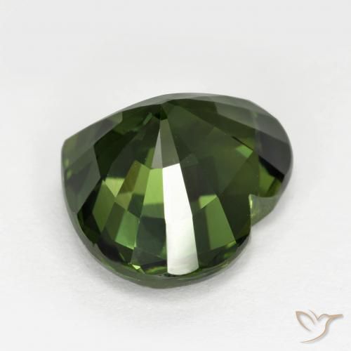 Safira verde escuro Natural 5.30ct, Coração, VVS