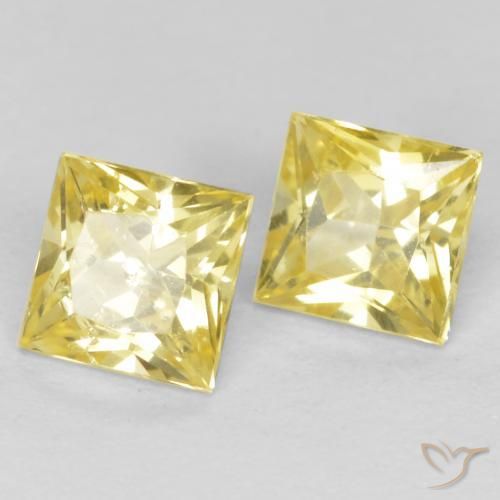 Pedras preciosas de Safira Amarelo claro médio natural de 0.59 ct, Quadrado, VS