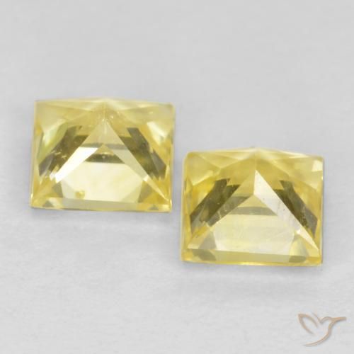 Pedras preciosas de Safira Amarelo claro médio natural de 0.59 ct, Quadrado, VS