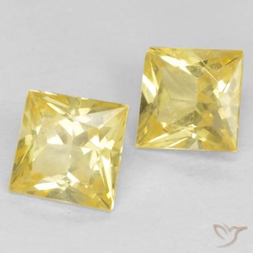Pedras preciosas de Safira Amarelo claro médio natural de 0.57 ct, Quadrado, VS