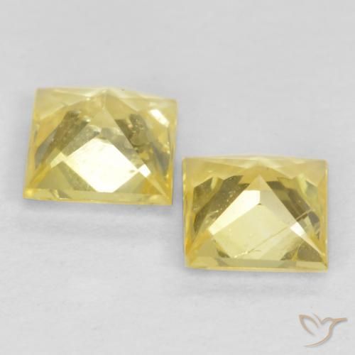 Pedras preciosas de Safira Amarelo claro médio natural de 0.57 ct, Quadrado, VS