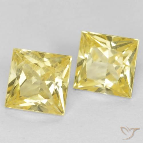 Pedras preciosas de Safira Amarelo claro médio natural de 0.63 ct, Quadrado, VVS-VS