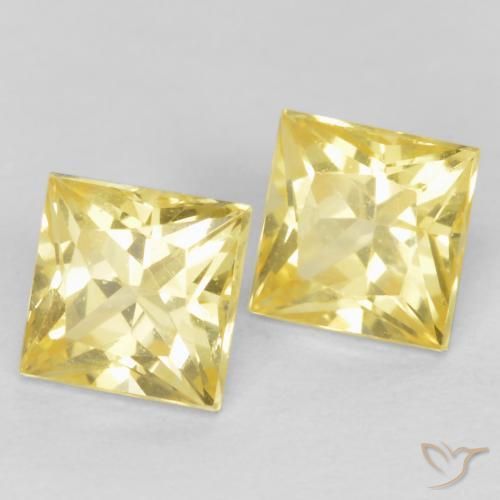 Pedras preciosas de Safira Amarelo claro médio natural de 0.69 ct, Quadrado, VVS-VS