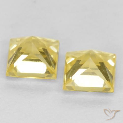 Pedras preciosas de Safira Amarelo claro médio natural de 0.69 ct, Quadrado, VVS-VS