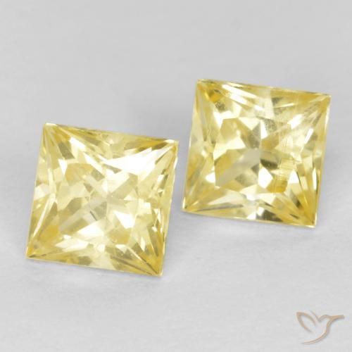 Pedras preciosas de Safira Amarelo claro médio natural de 0.75 ct, Quadrado, VS
