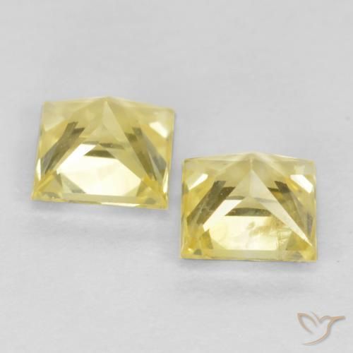 Pedras preciosas de Safira Amarelo claro médio natural de 0.75 ct, Quadrado, VS