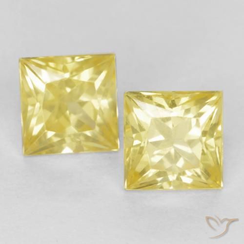 0.59ctw Natural Amarelo Toscana Safira, Quadrado, VS