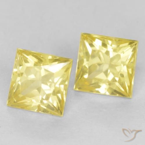 Pedras preciosas de Safira Amarelo Toscana natural de 0.59 ct, Quadrado, VS