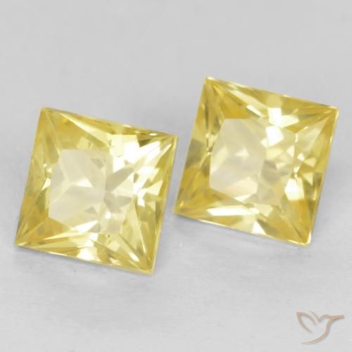 Pedras preciosas de Safira Amarelo Toscana natural de 0.80 ct, Quadrado, VVS-VS
