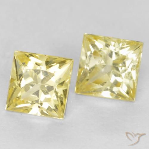 Pedras preciosas de Safira Amarelo claro médio natural de 0.58 ct, Quadrado, VS
