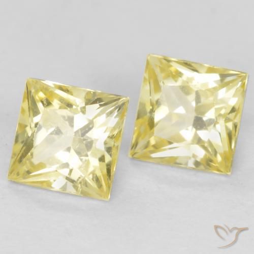 Pedras preciosas de Safira Amarelo claro médio natural de 0.63 ct, Quadrado, VVS-VS