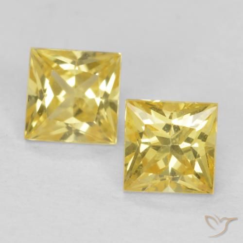 0.68ctw Natural Amarelo Toscana Safira, Quadrado, VVS-VS