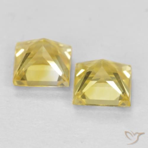 Pedras preciosas de Safira Amarelo Toscana natural de 0.78 ct, Quadrado, VVS-VS