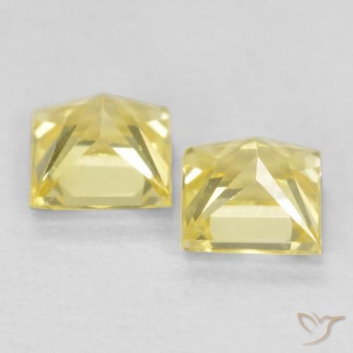 Pedras preciosas de Safira Amarelo Toscana natural de 0.57 ct, Quadrado, VVS-VS