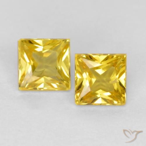 0.64ctw Natural Mel amarelo Safira, Quadrado, VS
