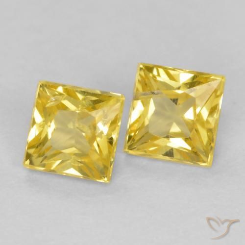 Pedras preciosas de Safira Amarelo Toscana natural de 0.52 ct, Quadrado, VS