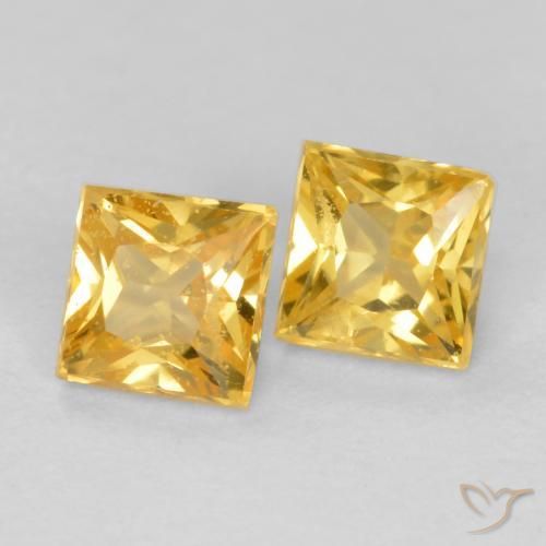 Pedras preciosas de Safira Dourado natural de 0.54 ct, Quadrado, VS
