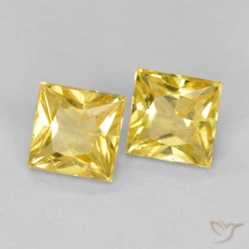 Pedras preciosas de Safira Amarelo Toscana natural de 0.59 ct, Quadrado, VS