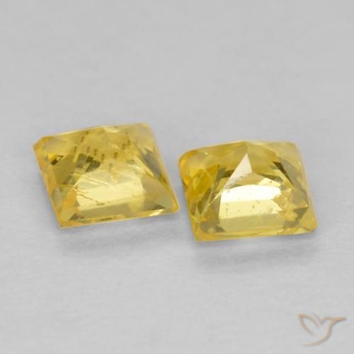 Pedras preciosas de Safira Amarelo Toscana natural de 0.59 ct, Quadrado, VS