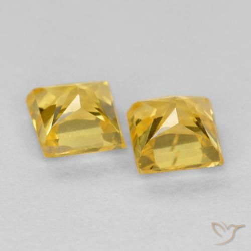 Pedras preciosas de Safira Mel amarelo natural de 0.53 ct, Quadrado, VS