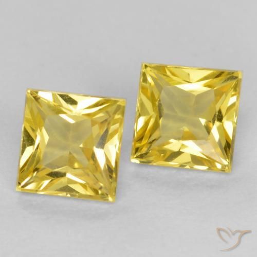 Pedras preciosas de Safira Amarelo Toscana natural de 0.58 ct, Quadrado, VS