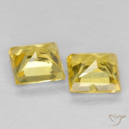Pedras preciosas de Safira Amarelo Toscana natural de 0.58 ct, Quadrado, VS