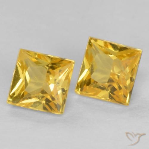 Pedras preciosas de Safira Amarelo escuro natural de 0.58 ct, Quadrado, VS