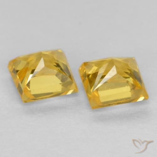Pedras preciosas de Safira Amarelo escuro natural de 0.58 ct, Quadrado, VS