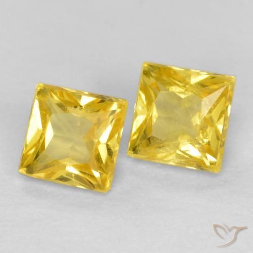 Pedras preciosas de Safira Amarelo claro mel natural de 0.54 ct, Quadrado, VS