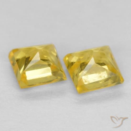 Pedras preciosas de Safira Amarelo claro mel natural de 0.54 ct, Quadrado, VS