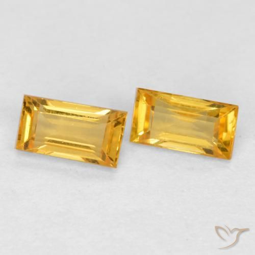 0.47ctw Natural Laranja Dourada Safira, baguete, VS
