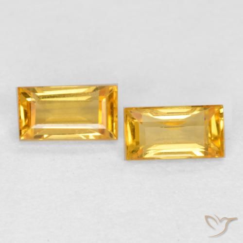 Pedras preciosas de Safira Laranja Dourada natural de 0.47 ct, baguete, VS