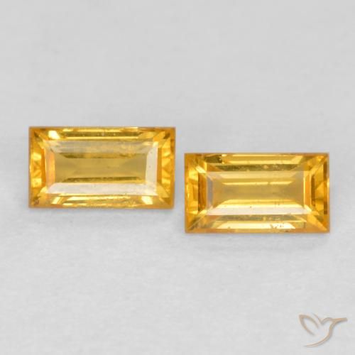 0.50ctw Natural Dourado médio Safira, baguete, VVS-VS