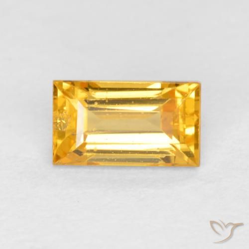 0.42ct Natural Dourado médio Safira, baguete, VS