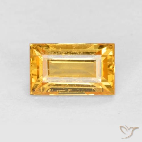0.41ct Natural Laranja Dourada Safira, baguete, VS-SI
